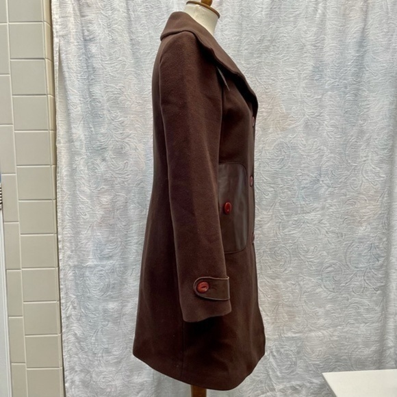 Mackage Wool/Cashmere Long Coat w Leather Trim - Picture 7 of 13